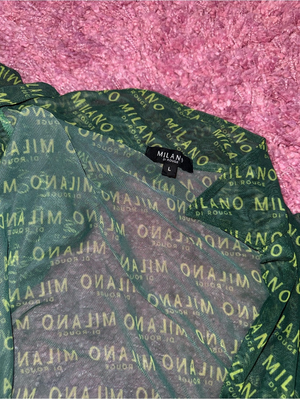 Milano Green Logo Mesh Cover-Up with Neon Text - Picture 3 of 3